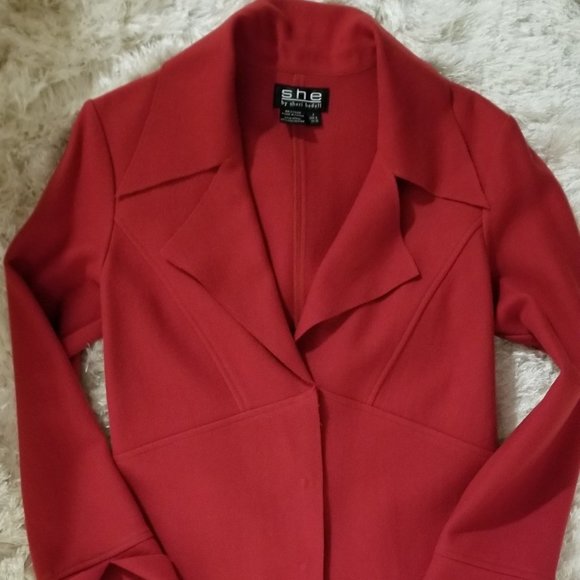 She by Sheri Bodell Womens Long Red Coat, Sz 6, Collector's Item, From $498, New - Picture 8 of 10